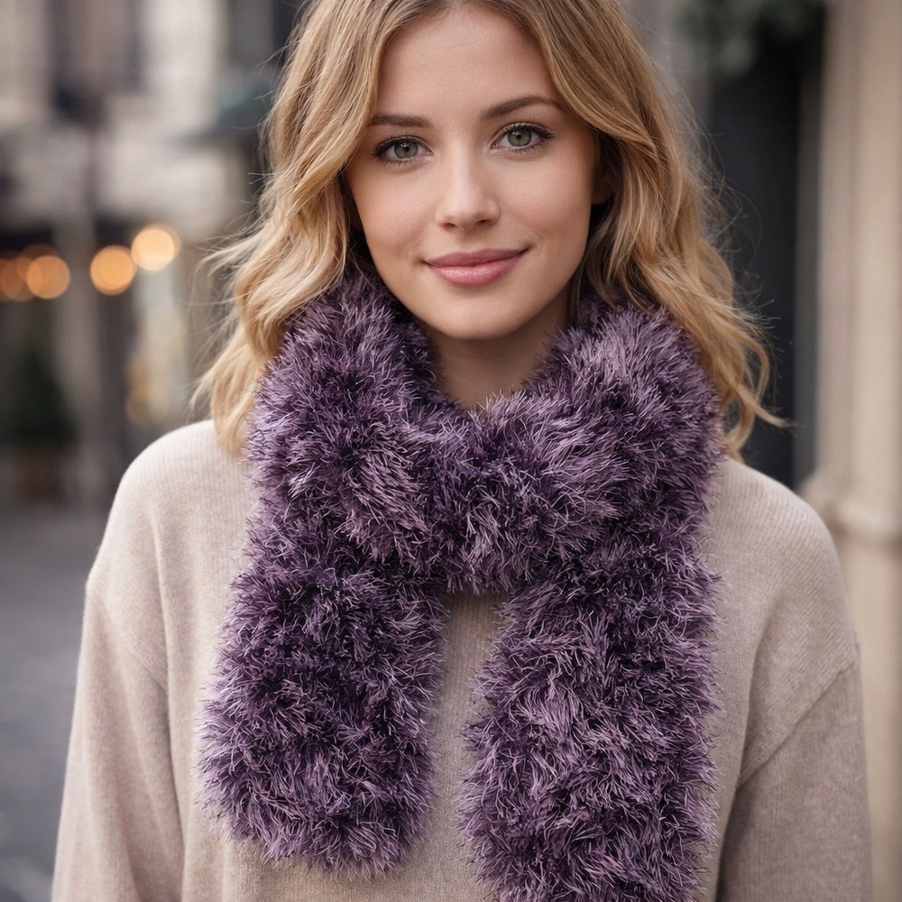 Beautiful Vintage Womens Lilac Purple Fur Scarf